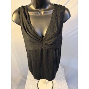 Jillian Nicole Womens Black Vneck Fitted Shirt Blouse Sleeveless Classic Large